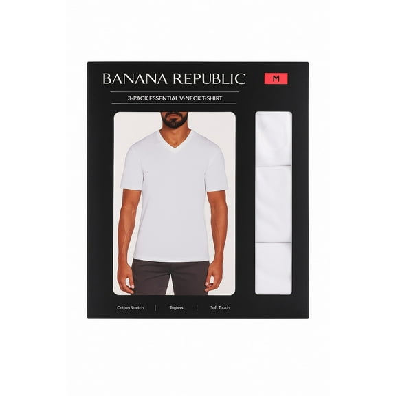 Banana Republic Men's V-Neck Tee, 3-pack, Medium