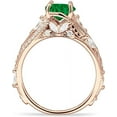 thumbnail image 6 of Round Split Shank Ring Green Emerald Cubic Zirconia Rose Tone 925 Sterling Silver, Size 5, 6 of 7