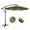 Tan, variant on 10Ft Offset Patio Umbrella with Cross Base and Crank, 8 Ribs Outdoor Cantilever Hanging Umbrellas, Market Umbrella Banana Shape Sunshade