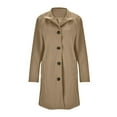 thumbnail image 4 of Women's Long Coats Single Breasted Pea Coat Winter Casual Blazer Jacket Trench Coat Khaki L, 4 of 9