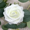 thumbnail image 5 of 1pc/3pcs, 70'' Long Faux Eucalyptus Garland With White Rose Flowers, 5.9FT/180cm Silvery Dollar Eucalyptus Leaves Gypsophila Garland, Artificial Greenery Vines For Wedding Party Mantle Table Runner, 5 of 7