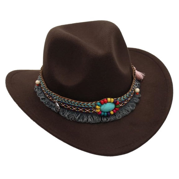 ASEIDFNSA Kids Felt Cowboy Hat Felt Soft Pinch Front Crown Cap for Boys Girls Coffee 3-8 Years