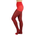 thumbnail image 3 of ToBeInStyle Women's Nylon Horizontal Striped Opaque Tights - Black/Red - One Size, 3 of 5