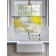 thumbnail image 3 of Sheer Curtains 45 Inch Length 2 Panels Set for Kitchen, Yellow Semi Sheer Curtains for Windows, Modern Geometric Grey Oil Painting Abstract Voile Window Treatments Rod Pocket Curtain, 3 of 7