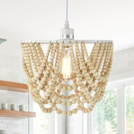 

Plug in Beaded Chandelier Boho 1-Light Farmhouse Pendant Lighting Chandeliers for Dining Room