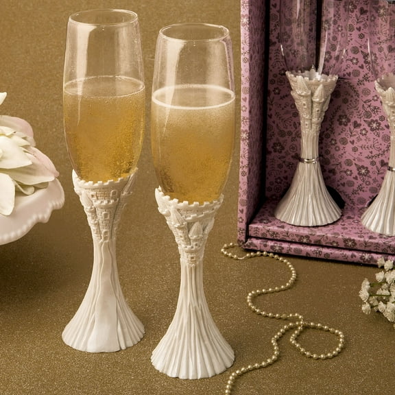 Fairytale Design / Cinderella Theme Flute Champagne Set Of Two Toasting Glasses 1 set of 2 glasses