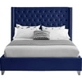 thumbnail image 4 of Maykoosh Victorian Virtue Velvet Bed - Elegant Design with Wingback & Chrome Nail Head Accents for a Luxurious Bedroom-Color:Navy,Size:Queen, 4 of 10