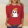 thumbnail image 2 of successthop Womens Halloween Clothes Ghost 3/4 Sleeve Crewneck Tee Happy Holiday T shirt Fall Festival Plus Size Tops, 2 of 4