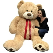 Personalized Big Plush Giant 6 Ft Teddy Bear Soft, Your Message Imprinted on Neck Ribbon Bow