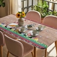 thumbnail image 3 of Gnomes Easter Table Cloths for 6 Foot Rectangle Tables, Eggs Tulips Spring Floral Retro Art Wooden Patio Waterproof Elastic Fitted Tablecloths, Washable Rectangular Table Cover for Camping, 3 of 8