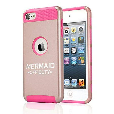 Off Apple Ipod - Shockproof Impact Hard Soft Case Cover for Apple (iPod Touch 5th / 6th) Mermaid Off Duty (Rose Gold-Hot Pink)