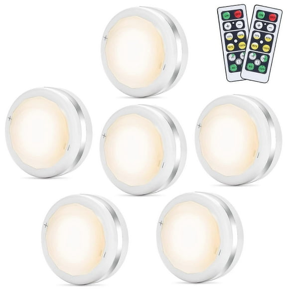 Closet Lamp LED Wall Spotlight Wireless Remote Control 6pcs Cabinet Lamps Night Light for Staircase Mirror Kitchen Showcases Cabinet (White)