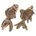 thumbnail image 4 of Worgeous Golden Brass Fish Statue Figurine for Decor with Exquisite Craft and Fine Detail 2Pcs, 4 of 11