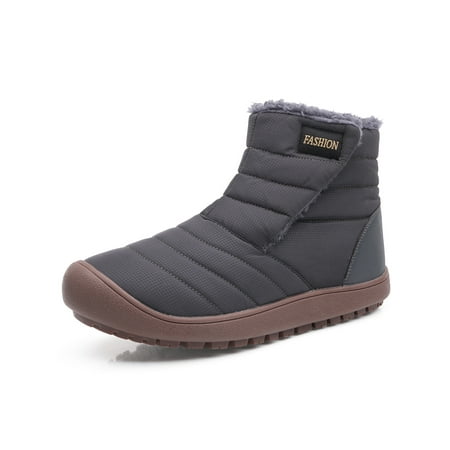 

Eloshman Womens Non-slip Waterproof Low Calf Boot Sports Lightweight Round Toe Winter Warm Shoes Comfort Pull On Grey 10