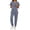 Gray, variant on Scrubs Set for Women Medical Nurse Uniform Suit Stretch Classic V-Neck Top & Jogger Pants with Multi Pocket, Teal L