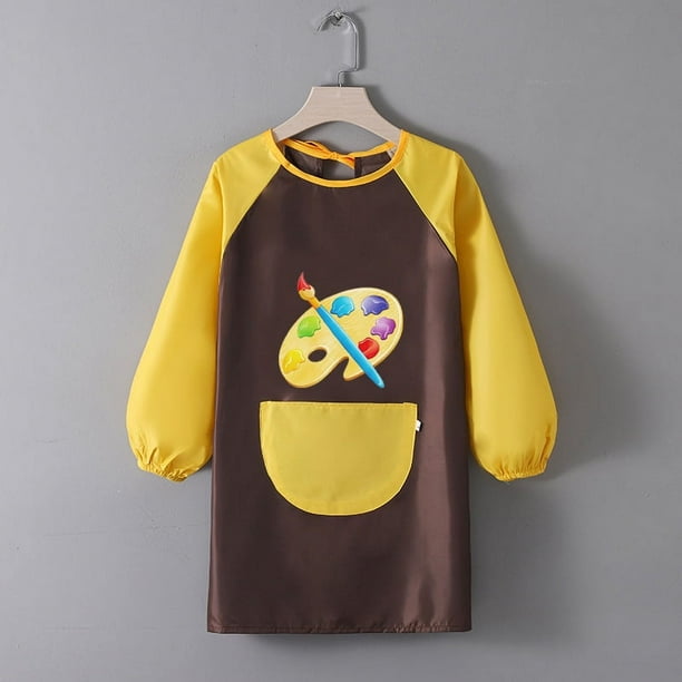 Delantal impermeable para niños, estudio de pintura, máscara para hombres y niñas, para comer, pintura, antiadherente, impresión para guarderías, invertida