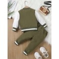 thumbnail image 2 of Baby Boy Letter Patched Thermal Lined Bomber Jacket & Sweatpants, 2 of 5