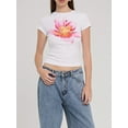 thumbnail image 3 of Musuos Women Summer T-shirt, Crew Neck Short Sleeve Flower Print Slim Fit Crop Tops for Casual Daily, 3 of 8