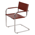 thumbnail image 4 of Breuer Chair Company Mart Stam Cantilever Armchair Arm Chair w/ Chrome Steel Frame & Dark Red Bonded Leather by Furnish Theory, 4 of 7