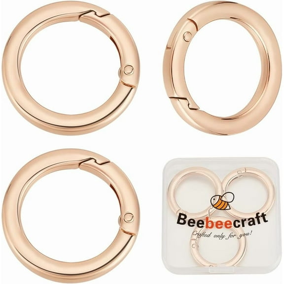 1 Box 3Pcs O Ring for Purse Strap Alloy Round Hooks Carabiner Replacement Buckle Spring Gate Ring for Bags Handbags Keys Keychains Accessories Gold