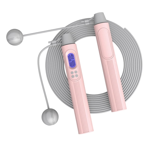 Cuerda para saltar, cuerda de saltar digital de velocidad con contador para mujeres, hombres y niños con pelota inalámbrica de velocidad, longitud ajustable ideal para entrenamiento en interiores y