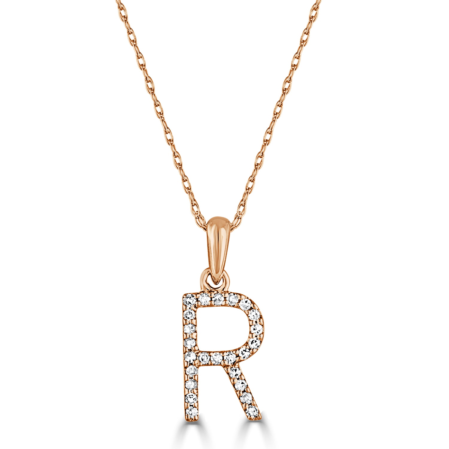 Sabrina Designs - Diamond Initial Letter R Pendant Necklace 14K Gold 1/ ...