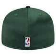 thumbnail image 4 of Men's-New Era  Hunter Green/Black Milwaukee Bucks Throwback Satin Vintage Pin Two-Tone 59FIFTY Fitted Hat, 4 of 6
