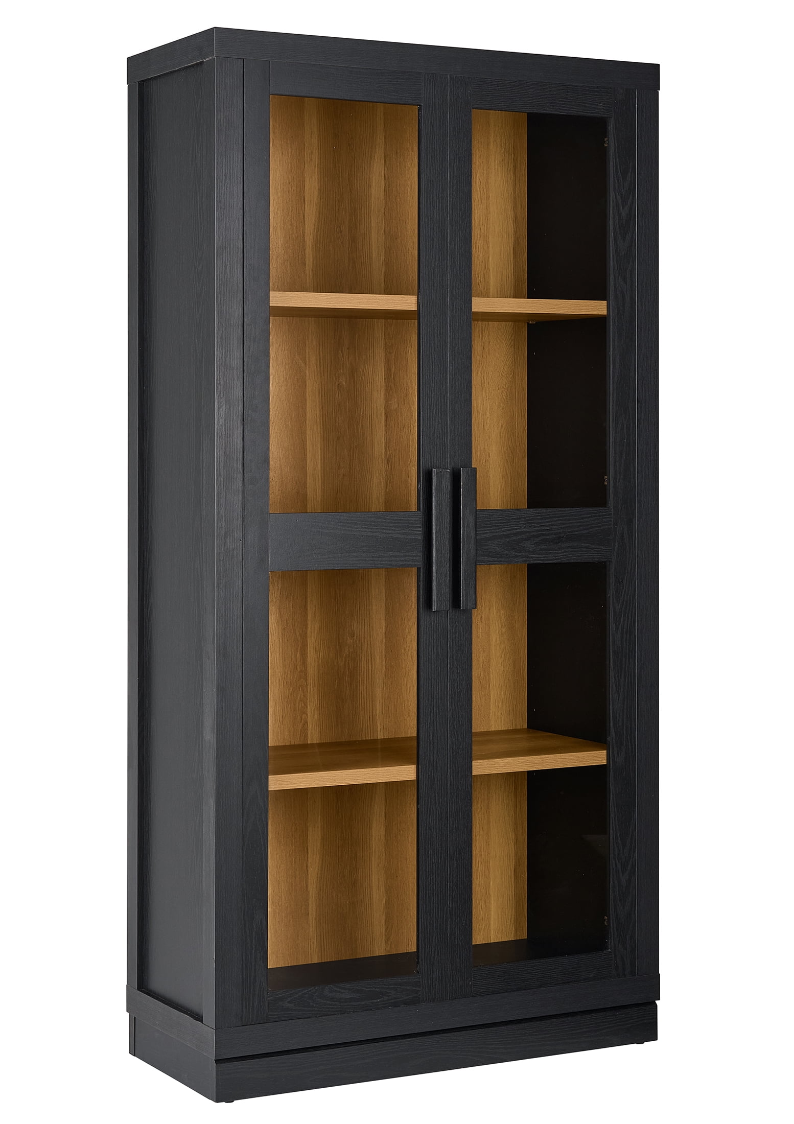 Better Homes & Gardens Ezra Glass Door Storage Accent Cabinet, Rich Black finish