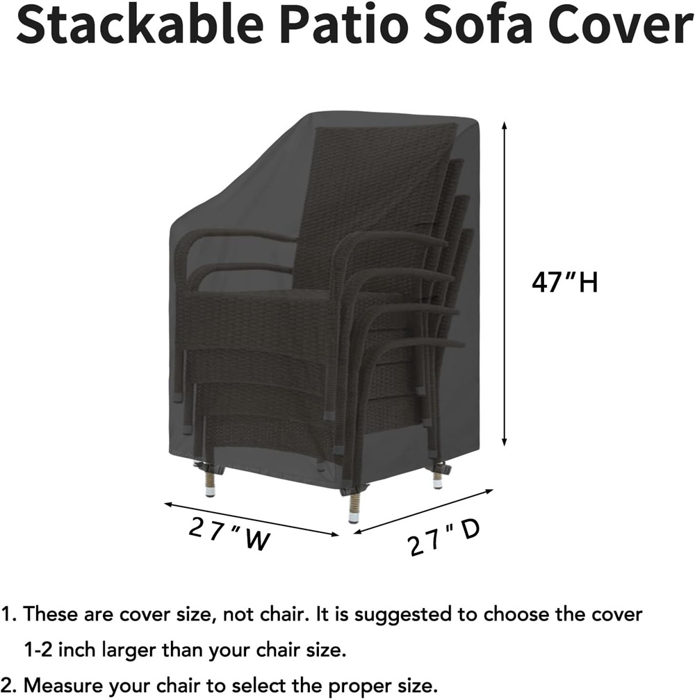 Triani 27W x 27D x 47H Patio Furniture Covers Waterproof Dust Proof Stackable Dining Chairs Rainproof and Snow Proof High Back Patio Stacking Chair Covers
