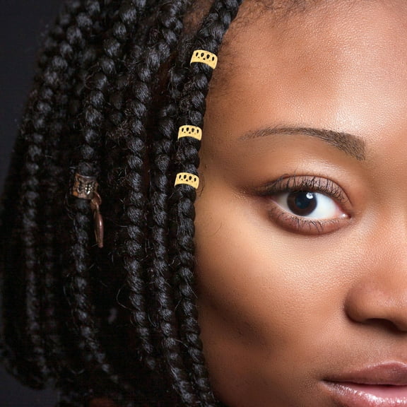 CATIEBYE 36Pcs Golden Braid Jewelry Dreadlocks Beads Metal Hair Decoration for Women Festivals Everyday Wear 0.4In