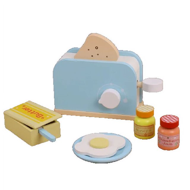 Children‘s Wooden Simulation Kitchen Toy Set Play House Early Education Toy Bread Machine Coffee Machine Juicer Microwave Oven