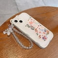 thumbnail image 5 of Compatible with iPhone 15 Case, Cute Flowers Floral Bear Cover with Lovely Wrist Strap Bracelet Chain for Girls Women, Clear Kawaii Camera Protection Pretty Trendy Phone Skin, 5 of 13