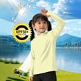 thumbnail image 5 of MKOSPLRT Daily Wear Kids UV Hoodie UPF 50+ Long Sleeve Sun Shirt with Thumb Holes Striped Tops Comfortable for School Play 5-15 Years Yellow 7-8 Years, 5 of 6