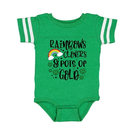 

Inktastic St. Patrick s Day Rainbows Clovers & Pots of Gold Gift Baby Boy or Baby Girl Bodysuit