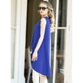 thumbnail image 5 of DARING DIVA Women's High Low Hem Crew Neck Sleeveless Tunic Top Royal Blue M, 5 of 7
