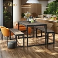 thumbnail image 3 of Aiho 3 Piece Kitchen Dining Set with 2 Benches & Wood Table Top, Small Kitchen Table Set for 4, Modern Dining Room Sets for Kitchen, Living Room - Grey, 3 of 6