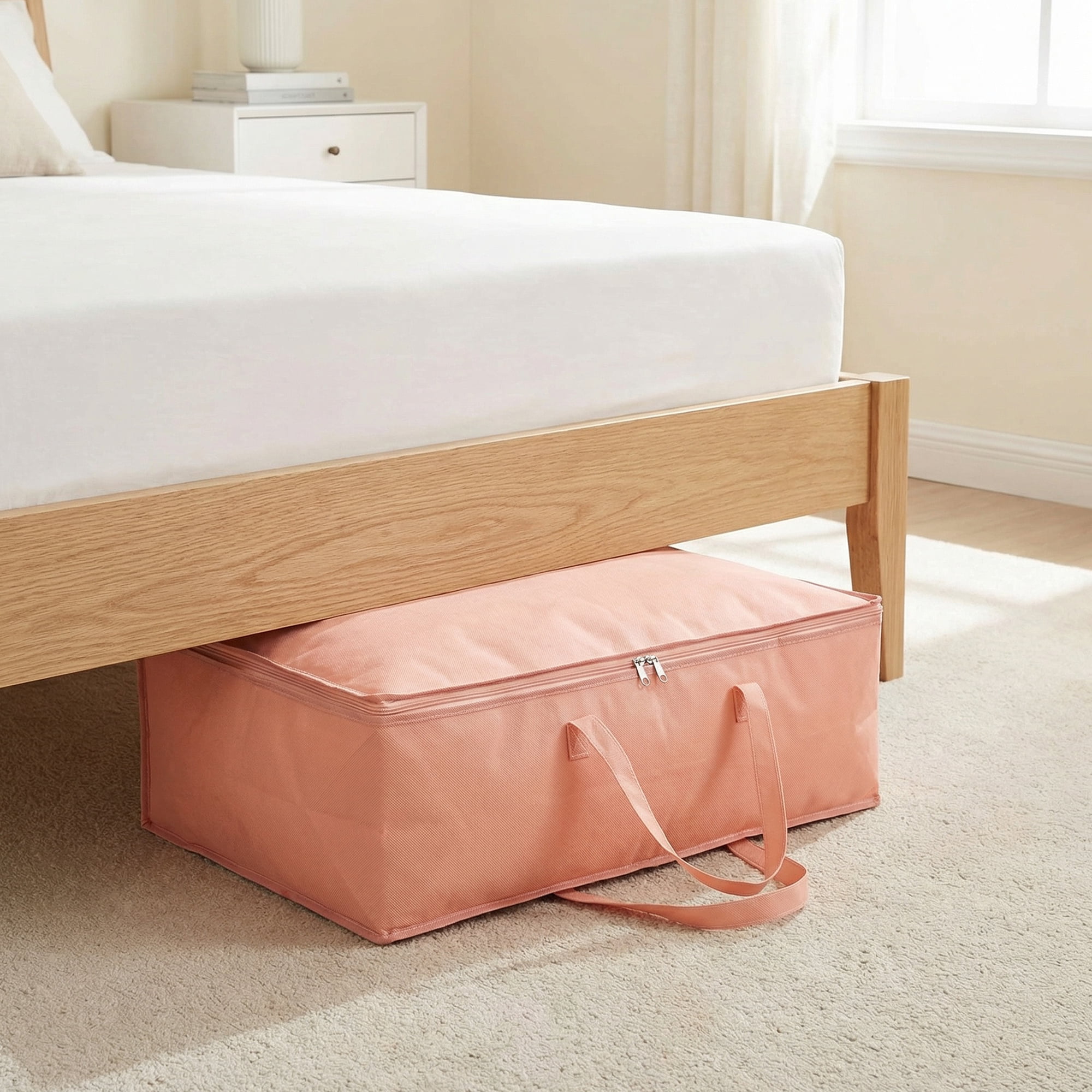 Unique Bargains Clothing Storage Bag Organize Bedroom and Closet Pink 21.3"x14.2"x7.1"