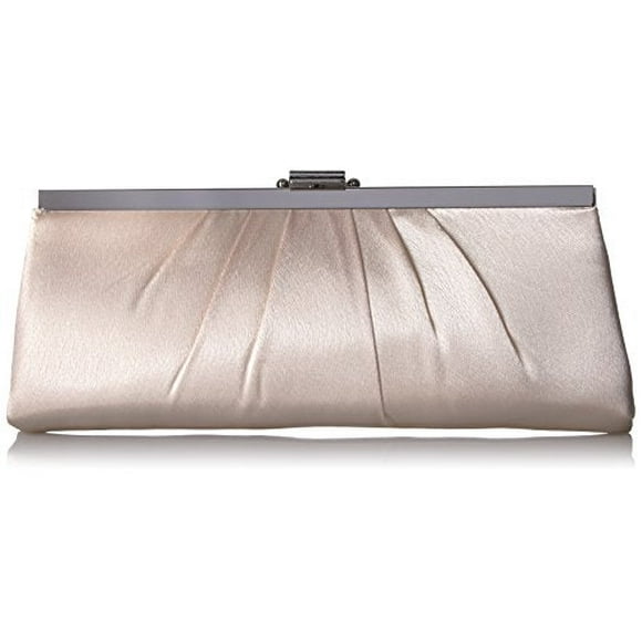 Jessica McClintock Women's Blaire Satin Frame Evening Clutch Handbag, Champagne, One Size