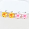 thumbnail image 5 of Colorful Hawaiian Plumeria Flower Dangle Earrings for Women Resin Bohemiam Flowers Drop Dangling Earring Silver Plated Fish Hook Tropical Jewelry for Summer Beach Party Accessories, 5 of 12