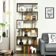 thumbnail image 4 of Gymax 6 Tier S-Shaped Bookshelf Storage Display Bookcase Decor Z-Shelf Coffee, 4 of 10