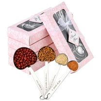 UNLLLL Stainless Steel Heart Shaped Measuring Spoons 4 Pcs Kitchen Utensils Measuring Spoons Love Heart Measuring Spoon Set Wedding Favors, for Food, Desserts, Soup