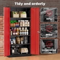 thumbnail image 6 of SOLAURA 72 inches Tall Metal Garage Storage Cabinets, Lockable Steel Storage Cabinet with Doors and Adjustable Shelves for Office, Home, Shops, Garage, Assembly Required, Black Red, 6 of 7