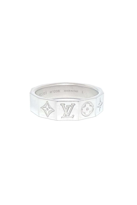Pre-Owned Louis Vuitton Men's Monogram Cube Ring, Size L, 21-22 (Good)