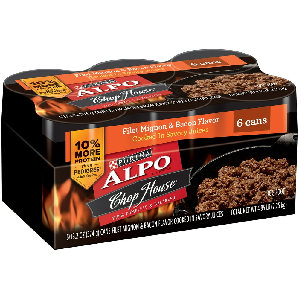 ALPO Chop House Filet Mignon & Bacon Flavors Canned Dog Food, 4.95 Lb