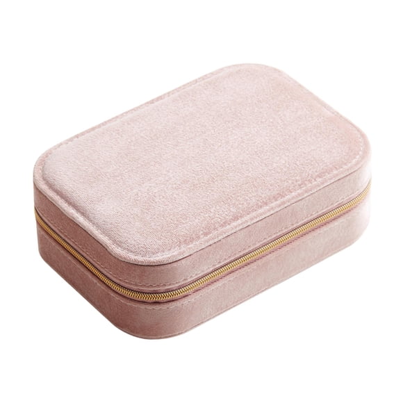 Caja de almacenamiento de joyas, organizador de pendientes, elegante vitrina multifuncional para joyas rosa