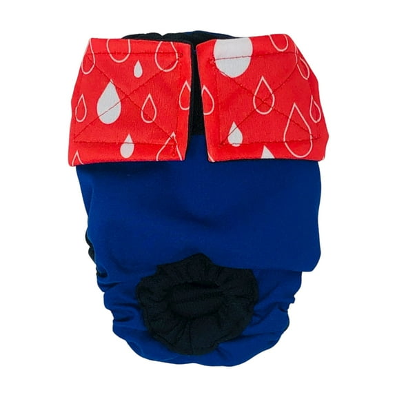 Barkertime Red Water Drops on Blue Dog Diaper