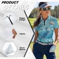 thumbnail image 5 of GarronmavisWomen's Golf Shirt Zip Short Sleeve Collared Tennis Shirts Casual Hiking Shirts Pickleball Womens Animal Golf Shirt, Blue Sea Turtles, Size M, 5 of 7