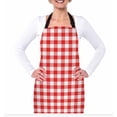 thumbnail image 2 of Yehwow Gingham Red White Tartan Bib Apron For Kitchen BBQ Gardening With Adjustable Neck Strap 27x31 Inch, 2 of 4