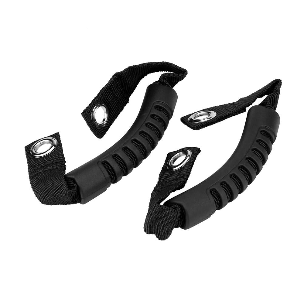 2 Piece Car Rear Seat Headrest Handle Set with Hole for 1995-2017 Wrangler default Black Grab Handle