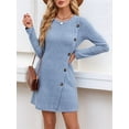 thumbnail image 6 of Osfvolr Long Sleeve Dress for Women Tunic Sweater Dresses with Pockets Fashion Buttons Side Blue M, 6 of 8